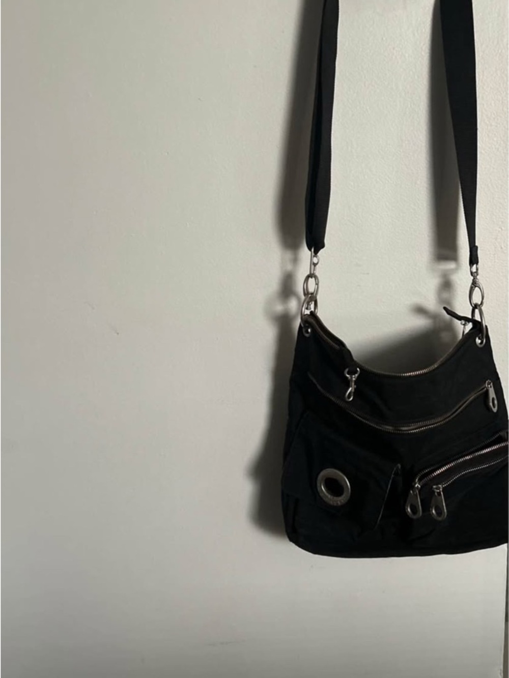 Baggallini Black Crossbody Bag with Silver Hardware